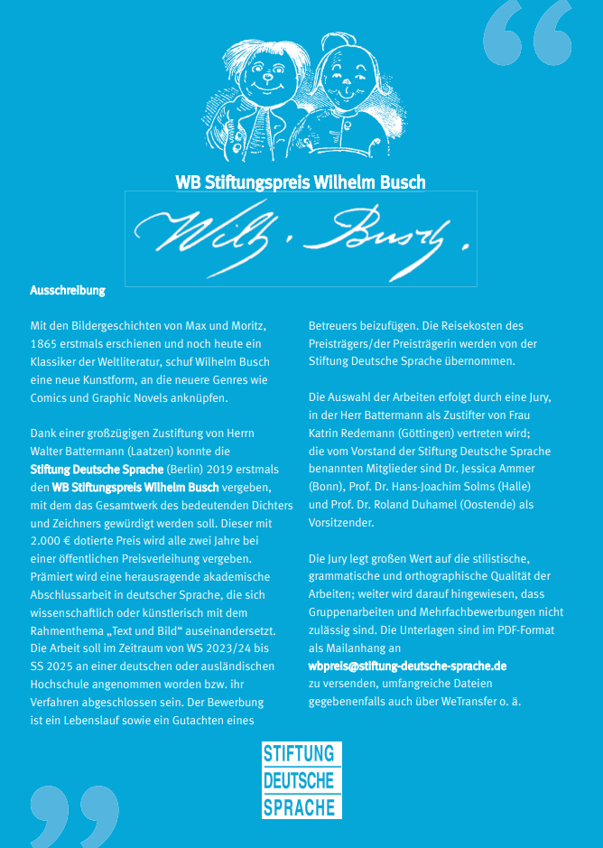 Ausschreibung des WB-Preises